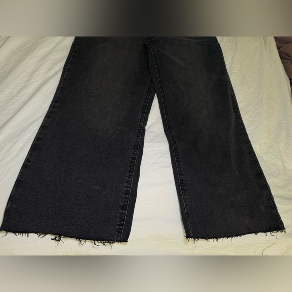 NWOT And Now This Jeans High Waist Wide-Leg Rip Crop Black Wash Size 31 Vintage - Picture 9 of 16